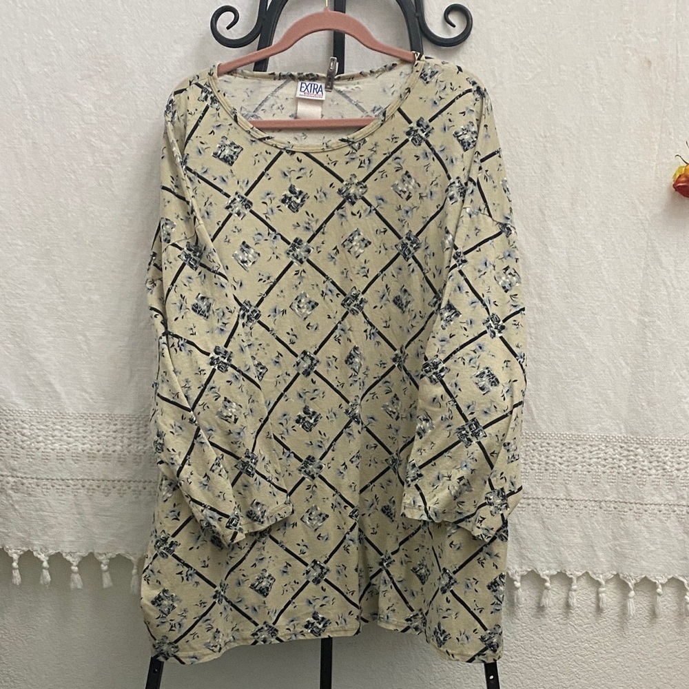 Vintage Extra Elements Abstract Print Top Women’s L Long Sleeve Retro